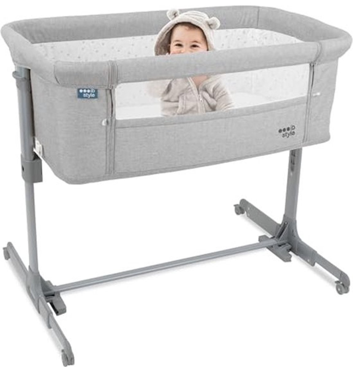 3-in-1 Bijzetbed en Babybed met Zachte Matras - Verstelbaar en Handig Reisbed
