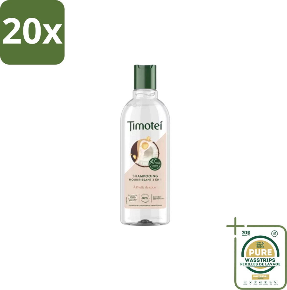 20 x Timotei - Shampoo - Nourrissant - 2in1 - 300ml - Grootverpakking - Shampoo Haar Verzorging - Haar Reinigen - Haar Verzorgen - Voedend Shampoo - 2 In 1 Shampoo