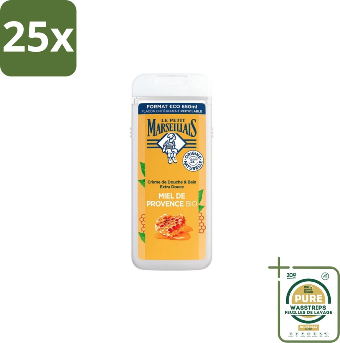 25 x Le Petit Marseillais – Douche & Bad – Honing – 650 ml - Grootverpakking - Douche En Bad - Honing - Huid Verzorging - Schuim - Zachte Huid