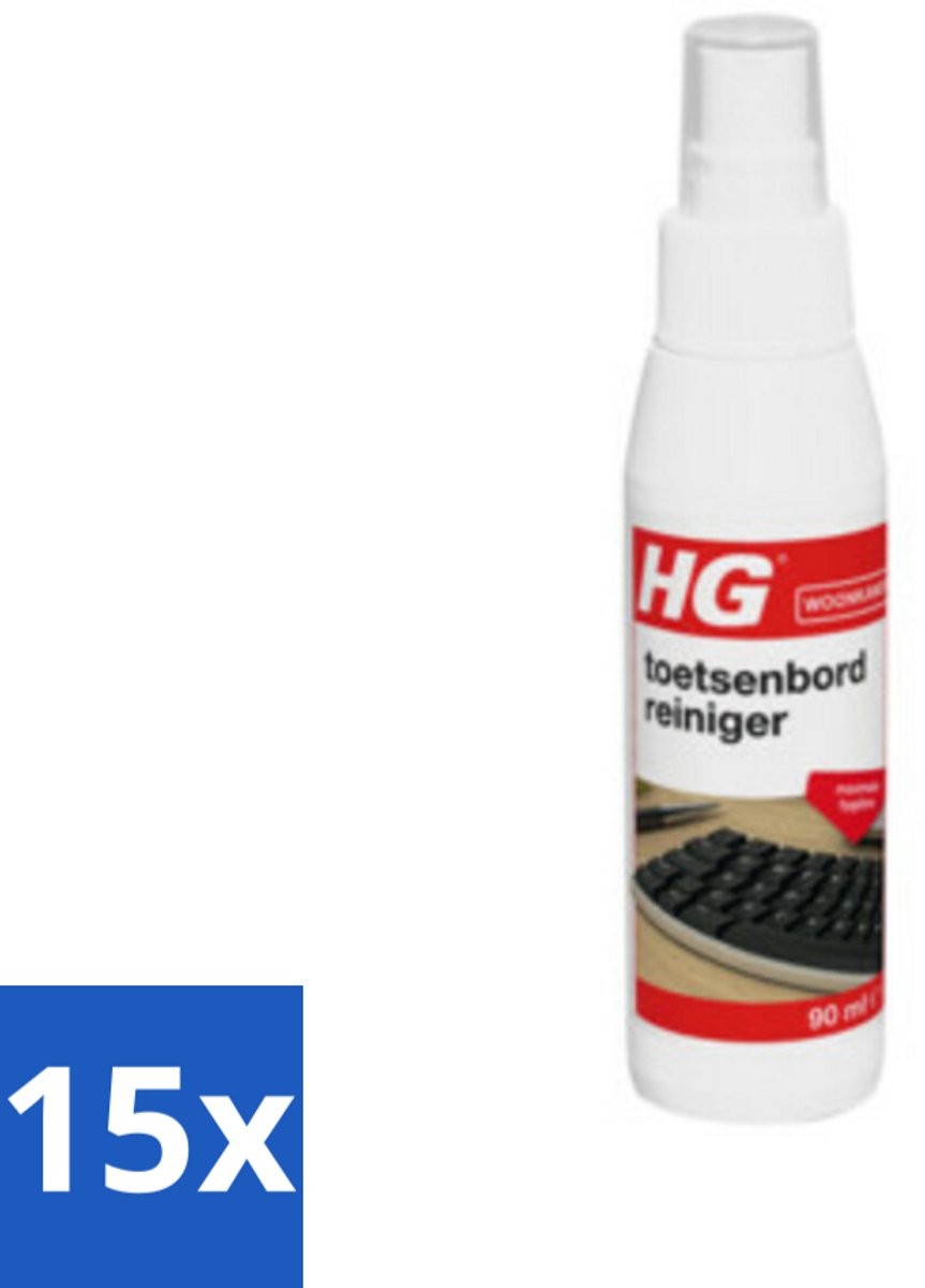 15 x HG - Toetsenbordreiniger - Maximale Hygiëne - Reinigt Snel & Effectief - 90 ml - Voordeelverpakking - 15 stuks
