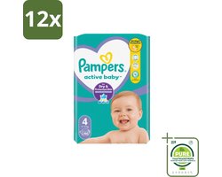 Pampers – Luiers – Active Baby Maat 4 – 46 Luiers - Voordeelverpakking - 12 stuks - Baby luier - Baby droog