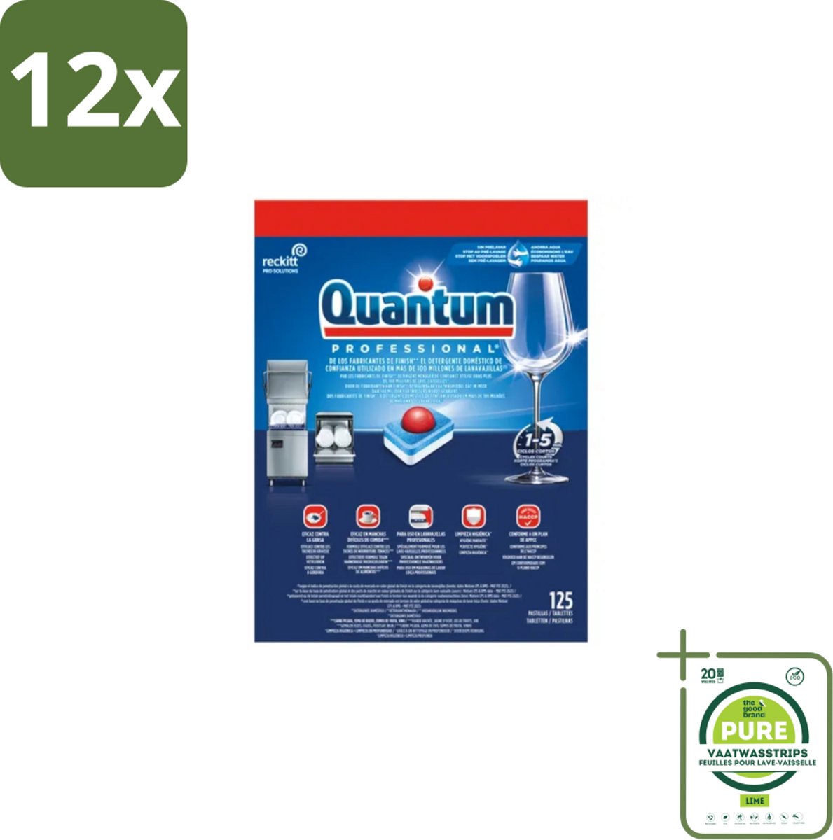 Finish – Vaatwastabletten – Quantum Pro All-in-One – 125 Capsules - Voordeelverpakking - 12 stuks - Vaatwastabletten - Professionele vaatwasser