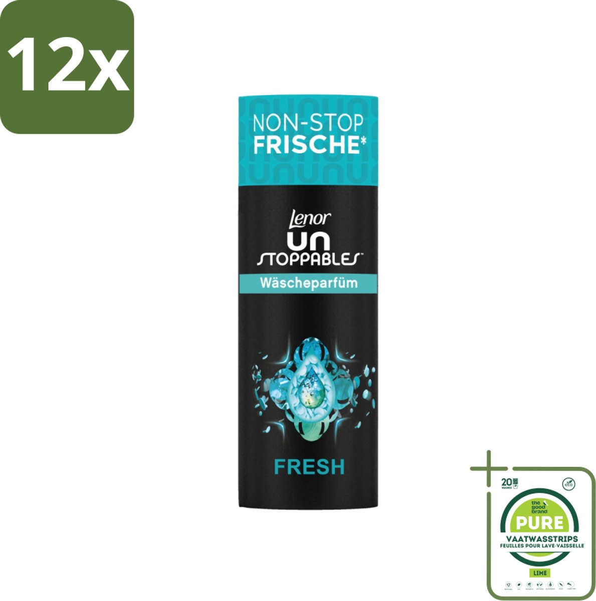 Lenor – Geurbooster – Fresh – 12 Wasbeurten – 160 g - Voordeelverpakking - 12 stuks - Geurbooster wasmachine - Frisheid was