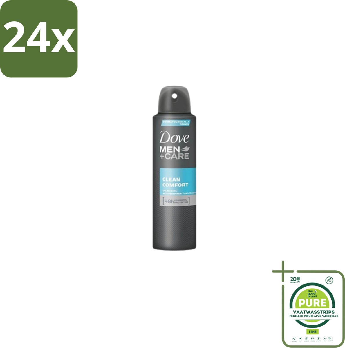 Dove Men+Care – Deodorant Spray – Clean Comfort – 200 ml - Voordeelverpakking - 24 stuks - Anti-transpirant spray - Okselgeur