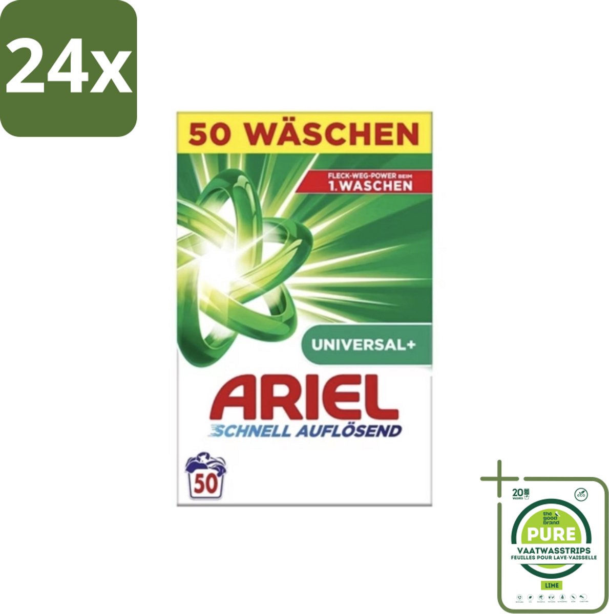 Ariel – Waspoeder – Original – 3 kg – 50 wasbeurten - Voordeelverpakking - 24 stuks - Waspoeder - Vlekverwijdering