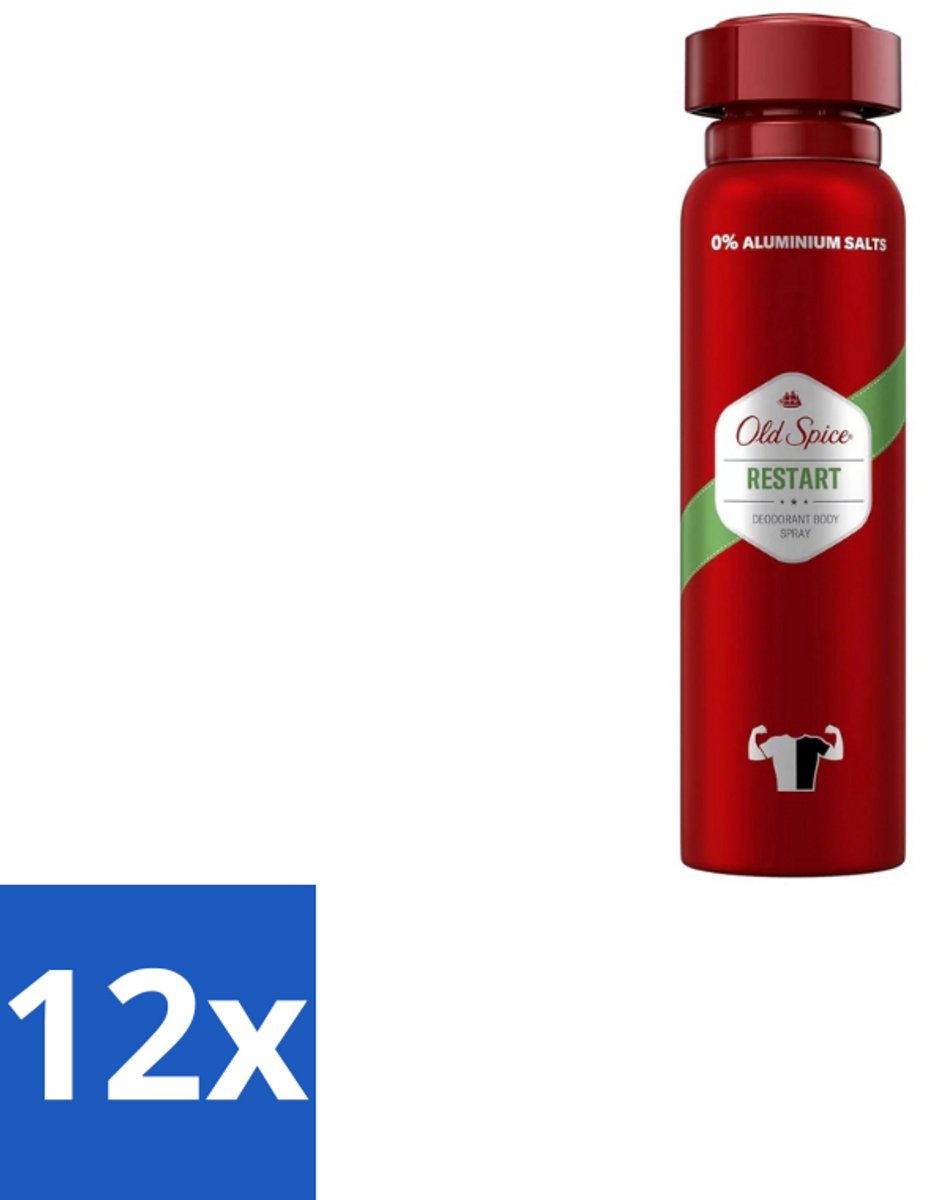 Old Spice – Deospray – Restart – 150 ml - Voordeelverpakking - 12 stuks