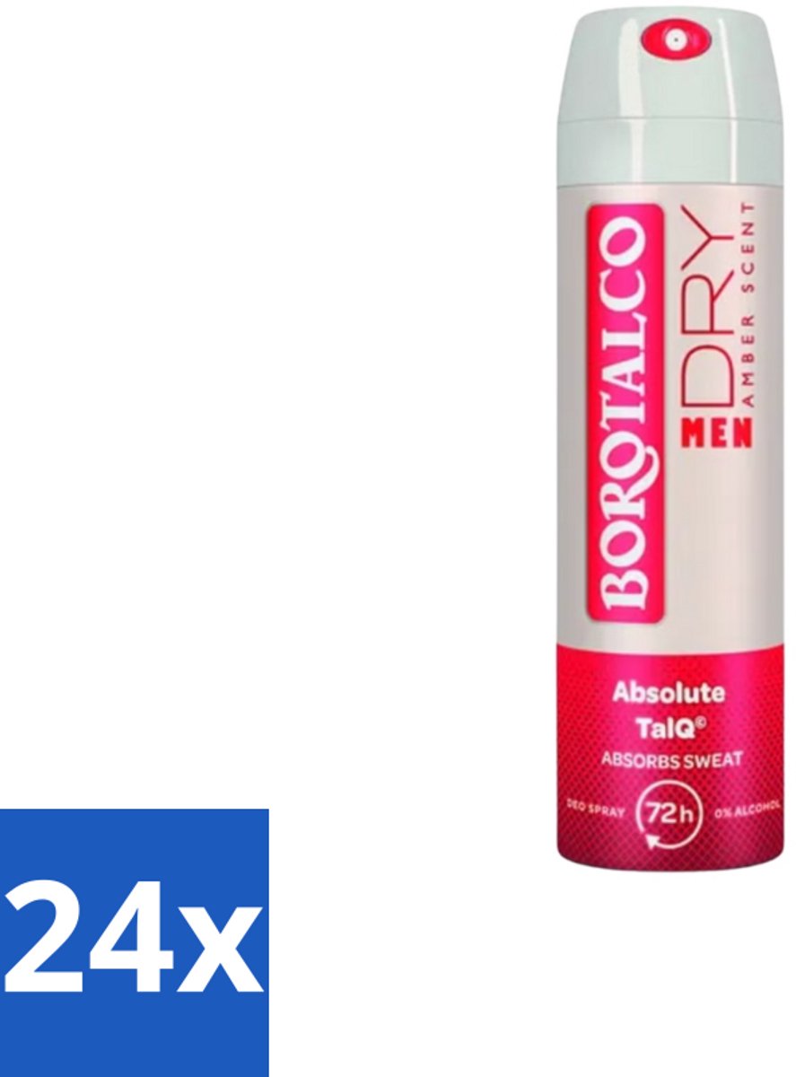 Borotalco – Deodorant Spray – Men Amber Geur – 150 ml - Voordeelverpakking - 24 stuks