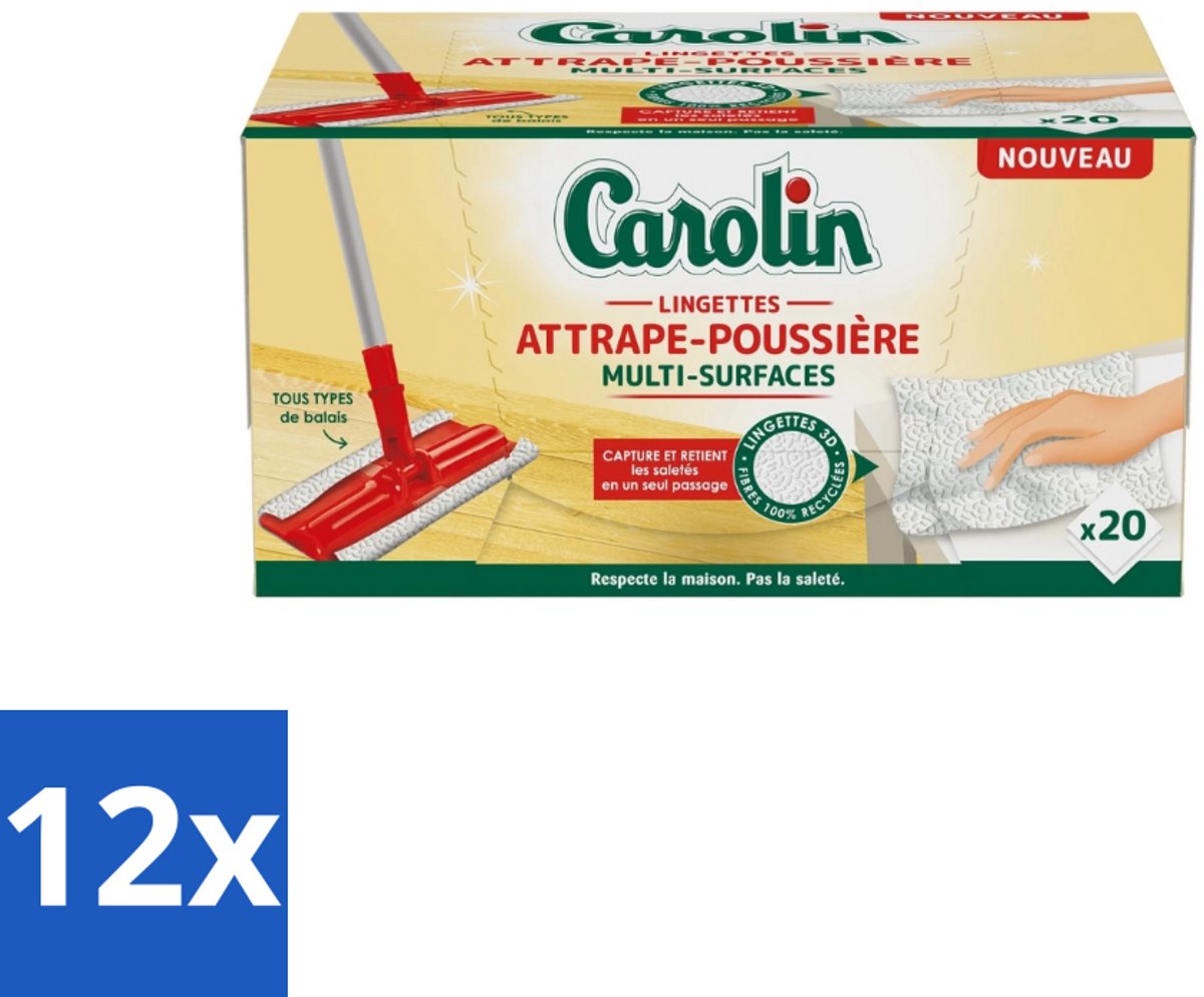 Carolin – Doekjes – Anti-Stof Multi-Oppervlakken – 20 Doekjes - Voordeelverpakking - 12 stuks