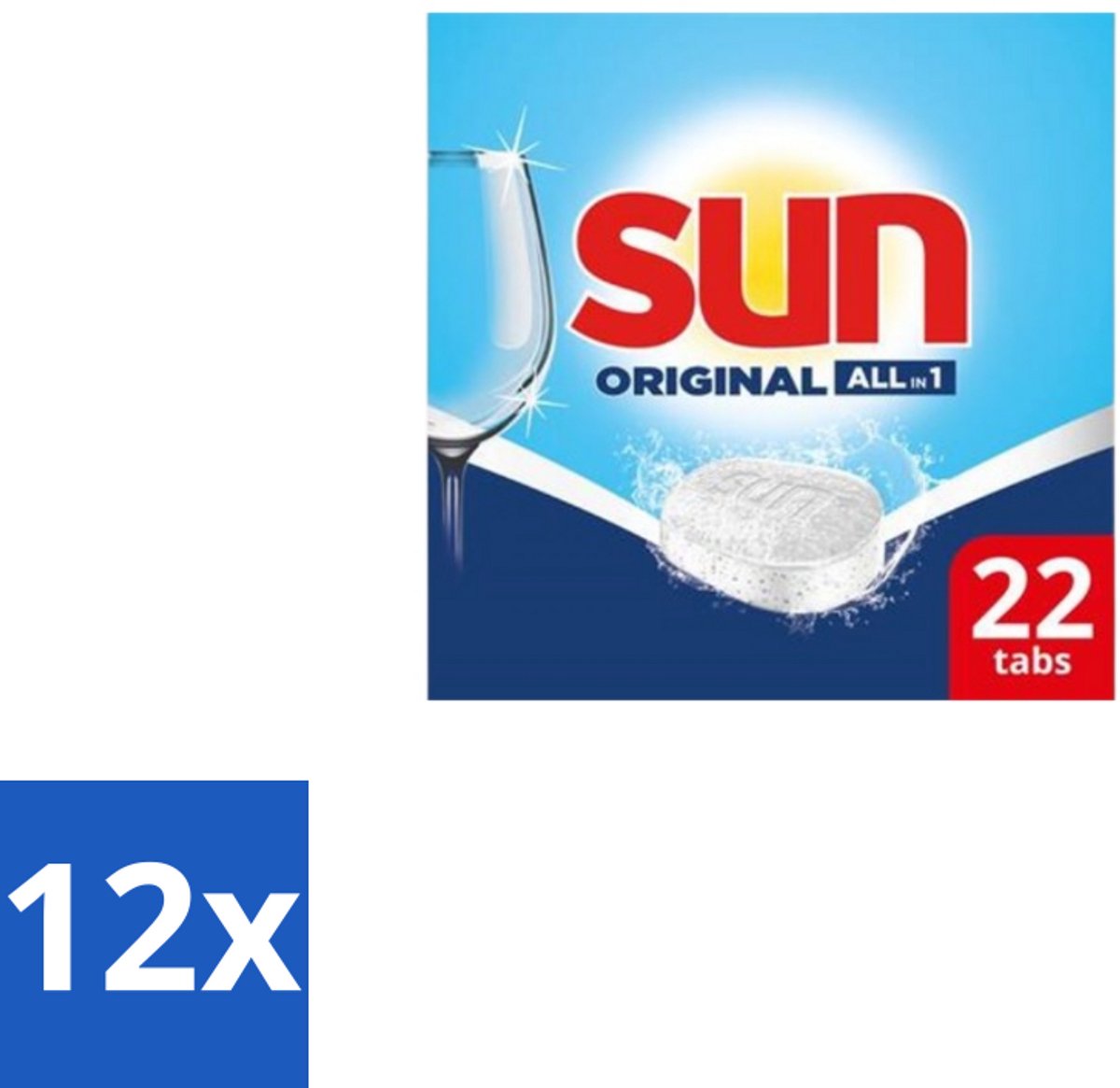 Sun – Vaatwastabletten – All-in-1 Original – 22 tabletten - Voordeelverpakking - 12 stuks