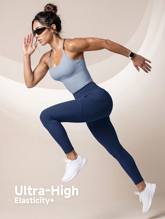Currero Pilates Pak Dames - Yoga - Buttshaper - Gym - Fitness - Butt Lift - Bil Vergrotend - Heup Liftend - Yogakleding - Grijs + Blauw S — afbeelding 5