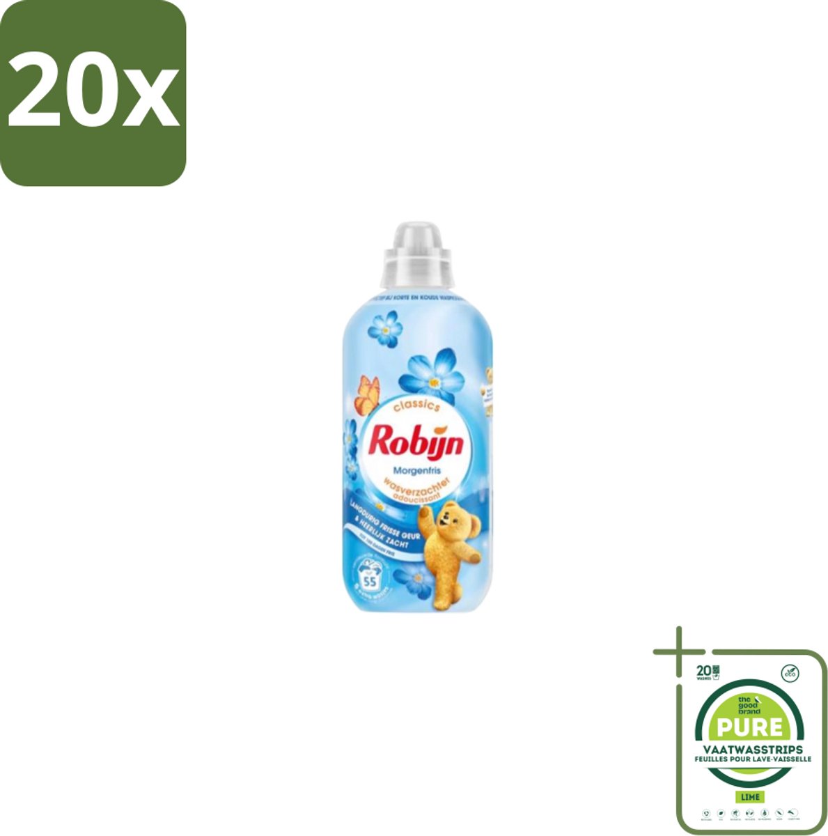 20 x Robijn – Wasverzachter – Morgenfris – 1,1 L - Grootverpakking - Wasverzachter - Wasverzachter Morgenfris - Wasverzachter Voor Kleding - Wasverzachter Fris - Wasverzachter Voor Textiel
