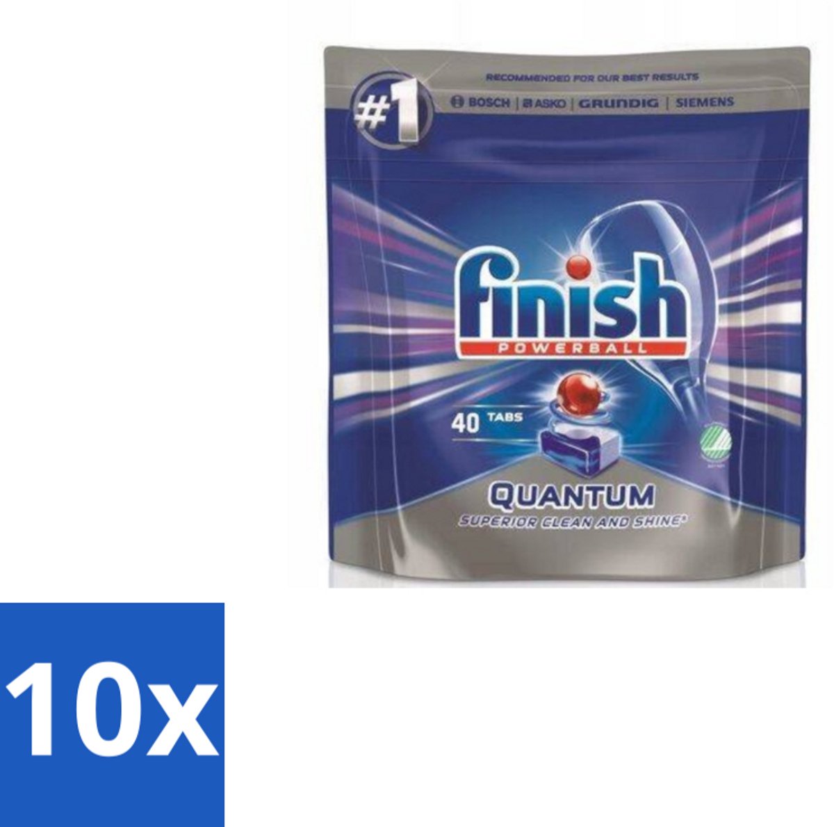 Finish – Vaatwastabletten – Quantum Regular – 40 Capsules - Bulkverpakking - 10 stuks