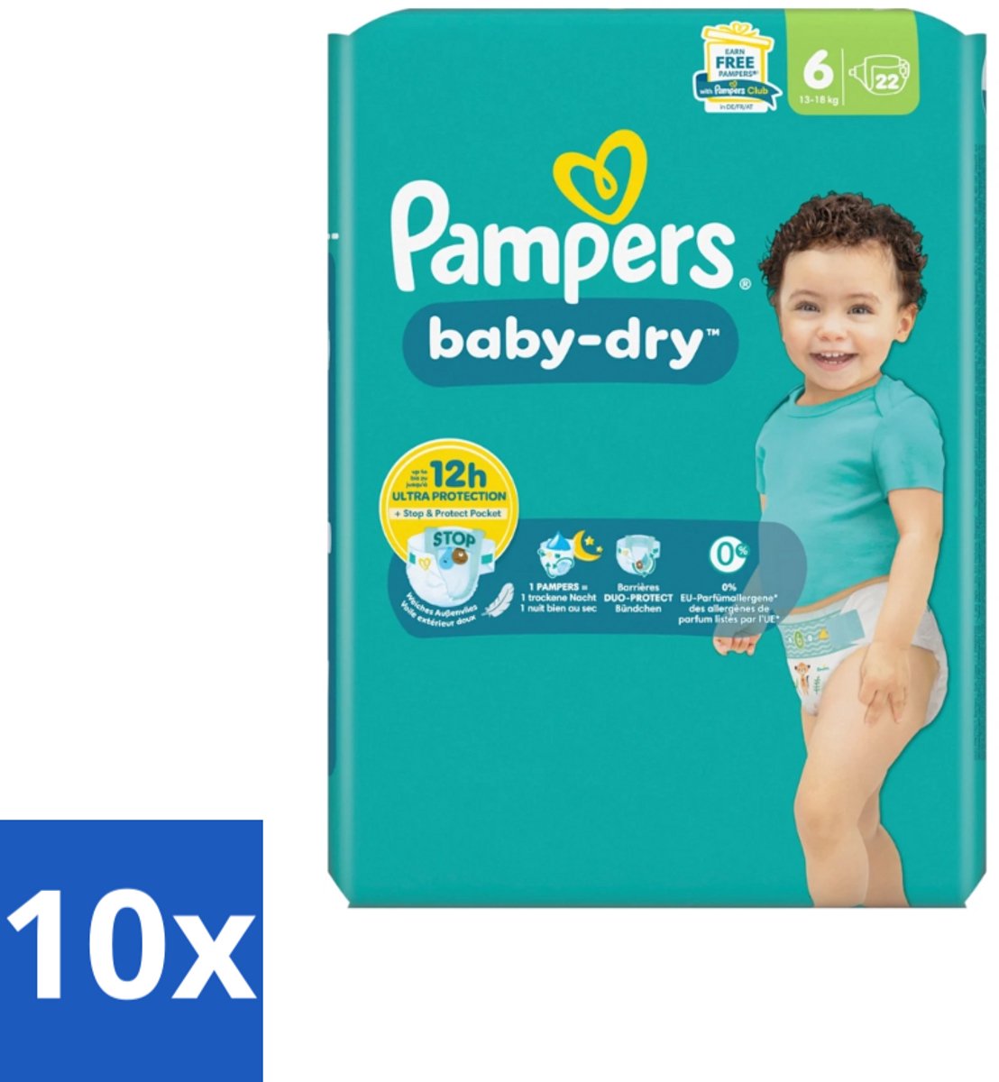 Pampers – Luiers – Baby Dry Maat 6 – 22 Luiers - Bulkverpakking - 10 stuks