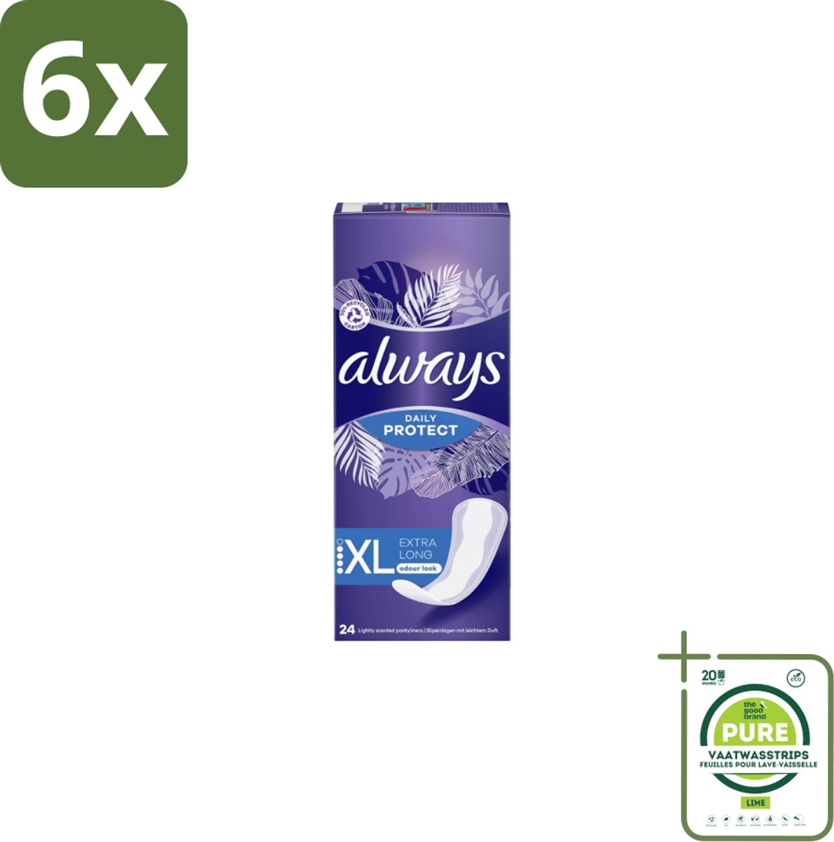 Always – Inlegkruisjes – Extra Long – 24 Inlegkruisjes - Voordeelverpakking - 6 stuks - Inlegkruisjes - Extra lang
