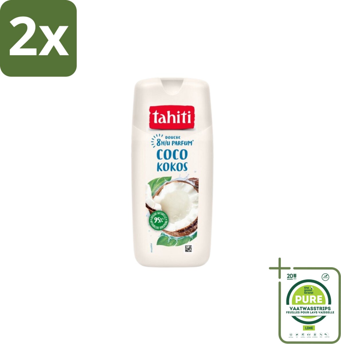 Tahiti – Douchegel – Kokos - 315 ml - Voordeelverpakking - 2 stuks - Douchegel kokos - Kokos geur