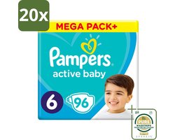20 x Pampers - Active Baby - Luiers - Maat 6 (13-18 kg) - Extra Groot - 96 Luiers - Grootverpakking - Luiers Voor Baby - Droge Luiers - Beschermende Luiers - Actieve Luiers - Superabsorberende Luiers