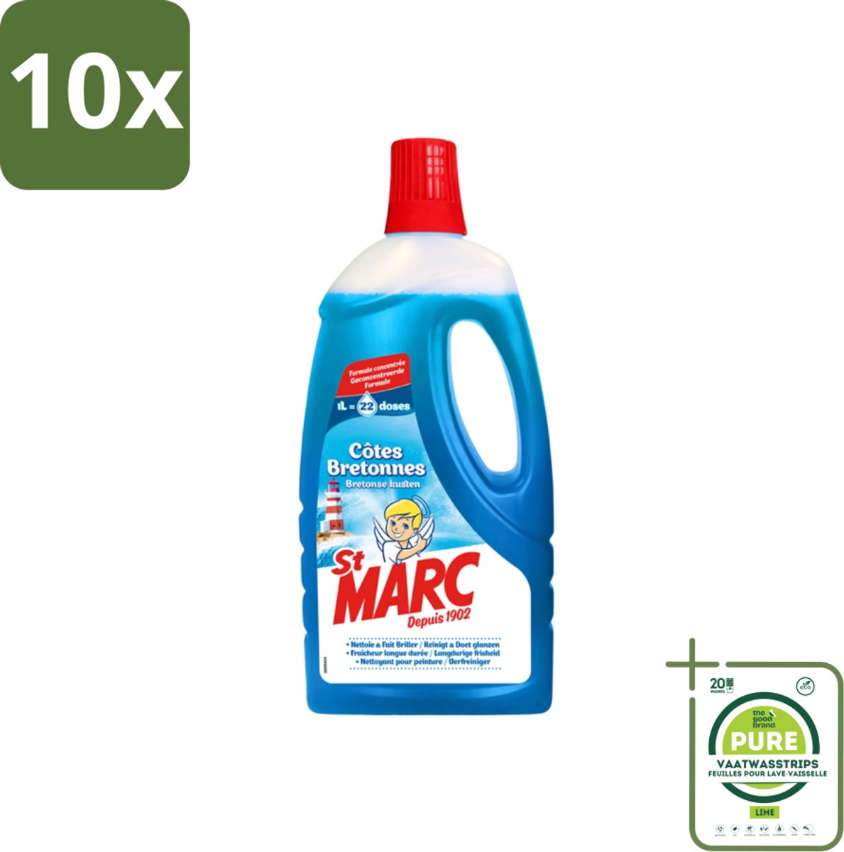 10 x St. Marc - Allesreiniger - 22 Dossissen - 1L - Grootverpakking - Allesreiniger - Schoonmaakmiddel - Ontvetter - Biologisch Afbreekbaar - Milieuvriendelijk