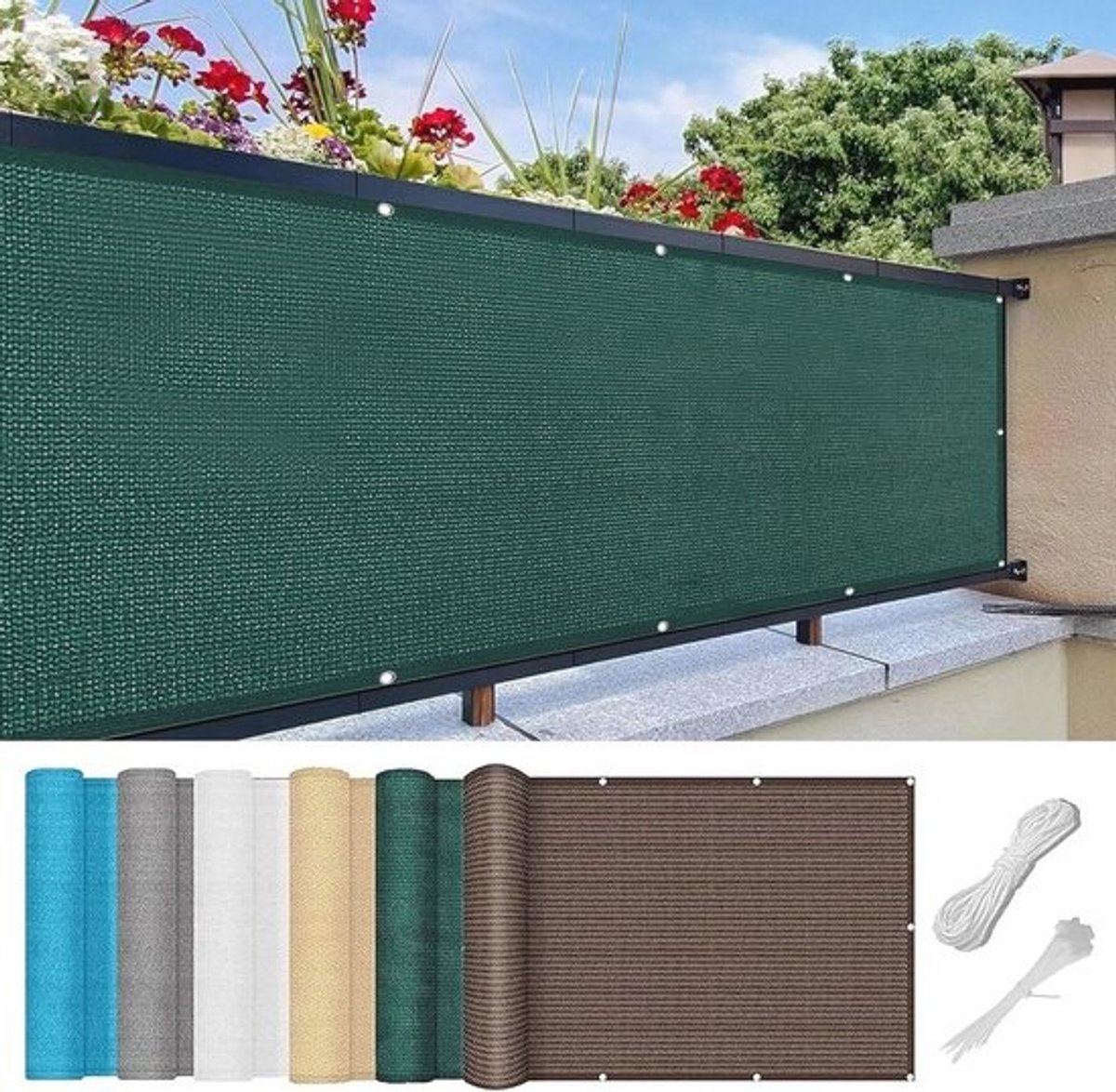 Balkon Privacyscherm 110x950 cm - Donkergroen Wind- en UV-Bescherming voor Tuin, Hek en Terras