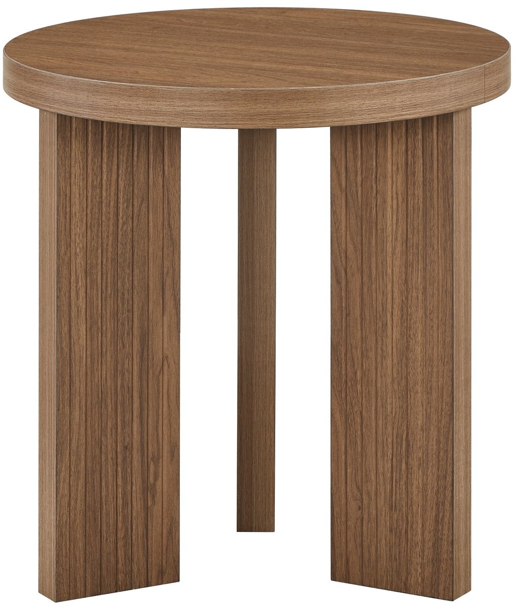 OKWISH Bijzettafel Rond Modern - Driepoot Met Houtlook - Woonkamer Slaapkamer Balkon - MDF Walnut Brown - 44,5 Cm