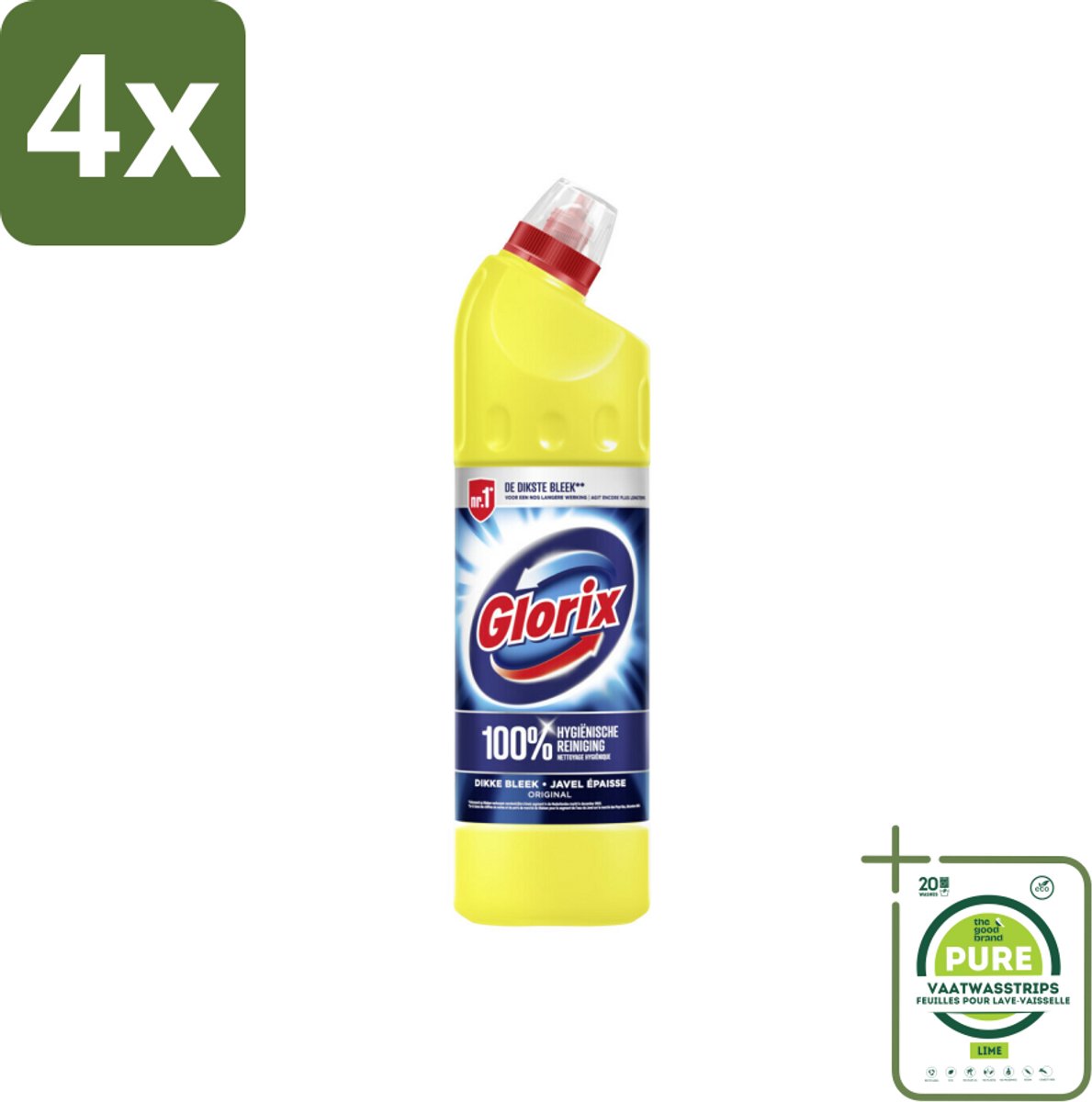 Glorix Original - Toiletreiniger - Dikke Bleek - Intensieve Reiniger - 750 ml - Voordeelverpakking - 4 stuks - Toilet schoonmaak - Toilet reiniger