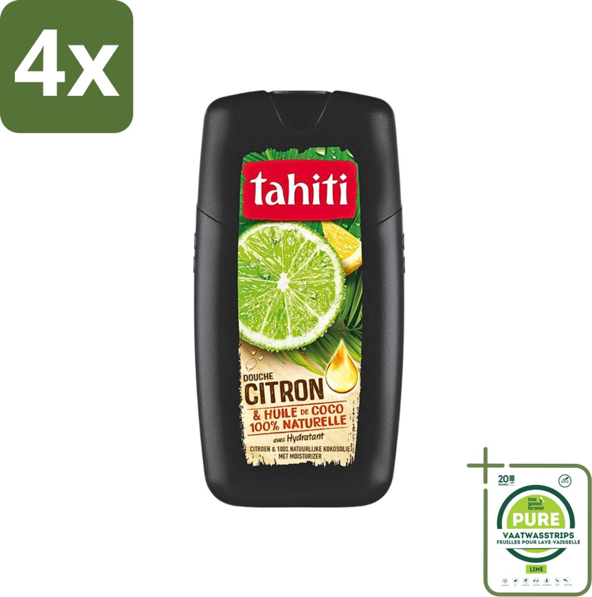 Tahiti - Douchegel - Citroen & Kokosolie - Hydraterend - 250 ml - Voordeelverpakking - 4 stuks - Douchegel - Citroen