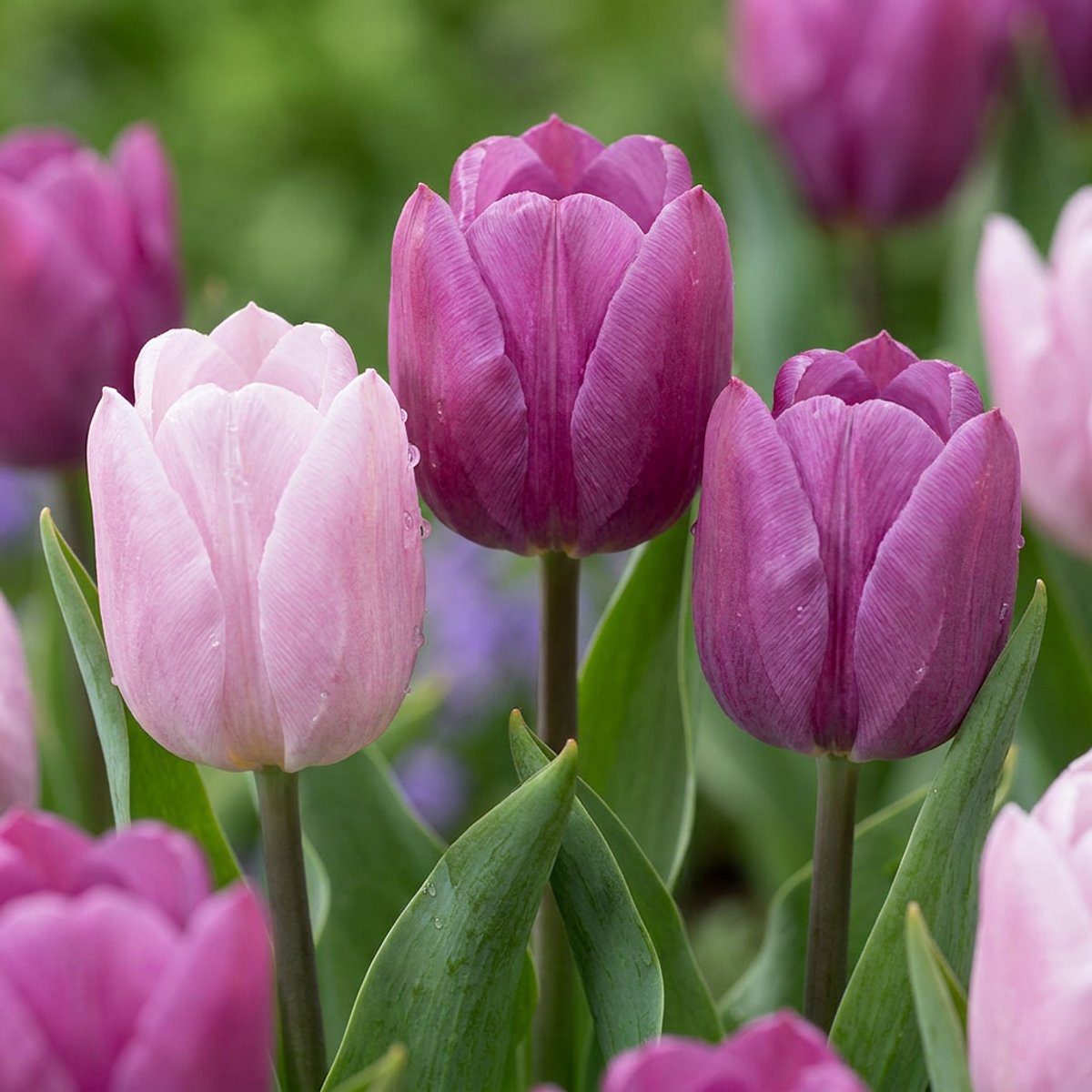 Green boutiQ - 60x Tulipa Candy Purple Prince mix - Tulp Candy Purple Prince mix - Diversen - Voorjaarsbloeier - Bolmaat 11/12