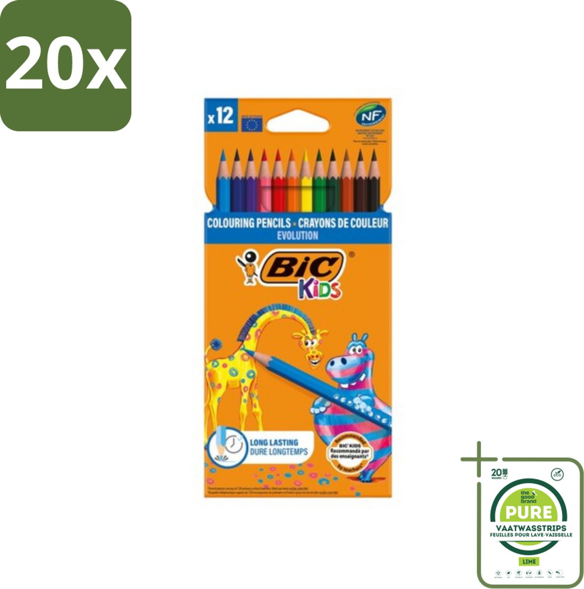 20 x Bic Kids - Kleurpotloden - Diverse Kleuren - Evolution - 12 Potloden - Grootverpakking - Kleurpotloden - Potloden Voor Kinderen - Kinderpotloden - Kleurpotloden Set - Creatieve Spelletjes