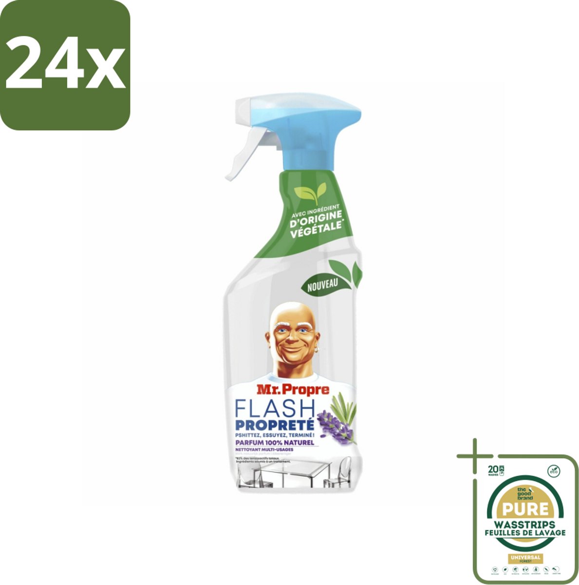 Mr. Proper - Allesreiniger Spray - Lavendel & Rozemarijn - 100% Natuurlijke Parfum - 800 ml - Voordeelverpakking - 24 stuks - Lavendel - Rozemarijn
