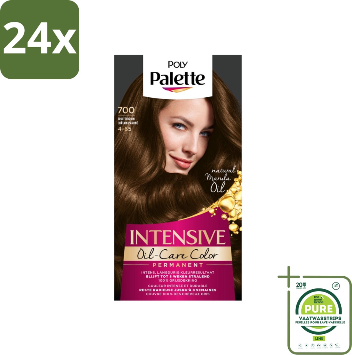 Poly Palette - Haarverf - Truffel Bruin 700 - 115ml - Voordeelverpakking - 24 stuks - Haarverf - Permanente haarkleur