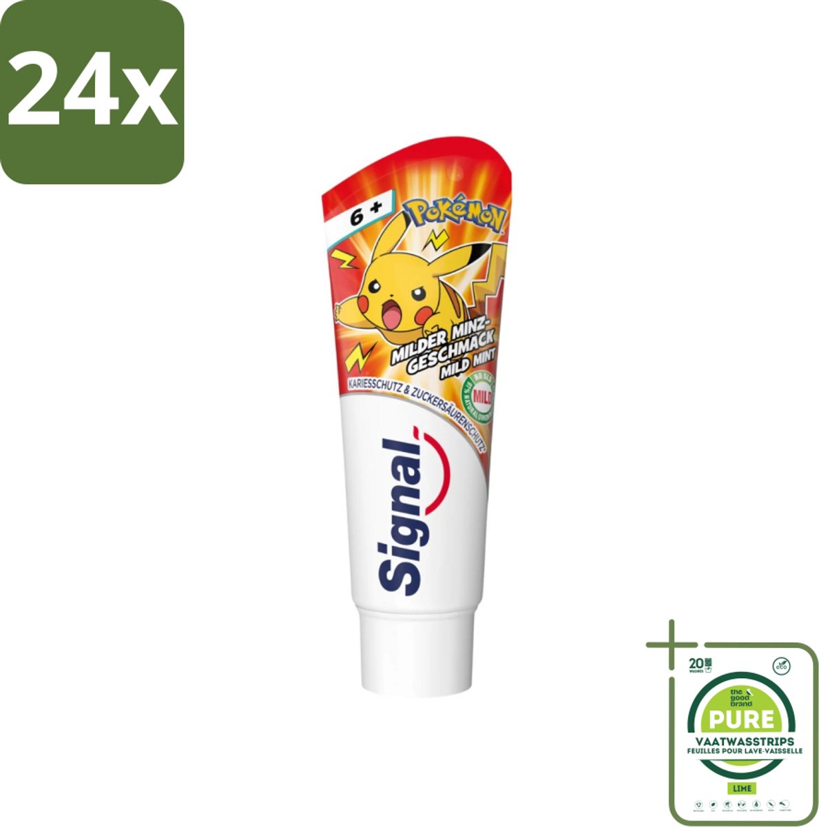 Signal - Pokémon - Tandpasta - Milde Munt Smaak - Anti-Tandsteen - Kinder 6+ Jaar - 75 ml - Voordeelverpakking - 24 stuks - Tandpasta voor kinderen - Pokémon tandpasta