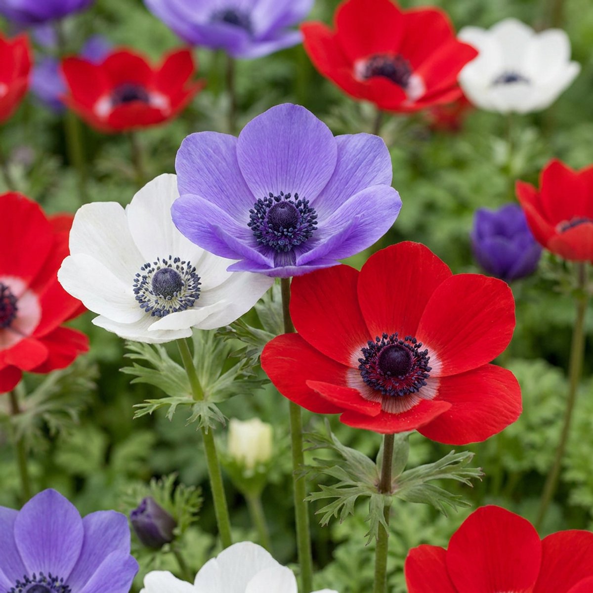 Green boutiQ - 60x Anemone de Caen Mix - Klaproosanemoon de Caen mix - Diversen - Voorjaarsbloeier - Bolmaat 5/6