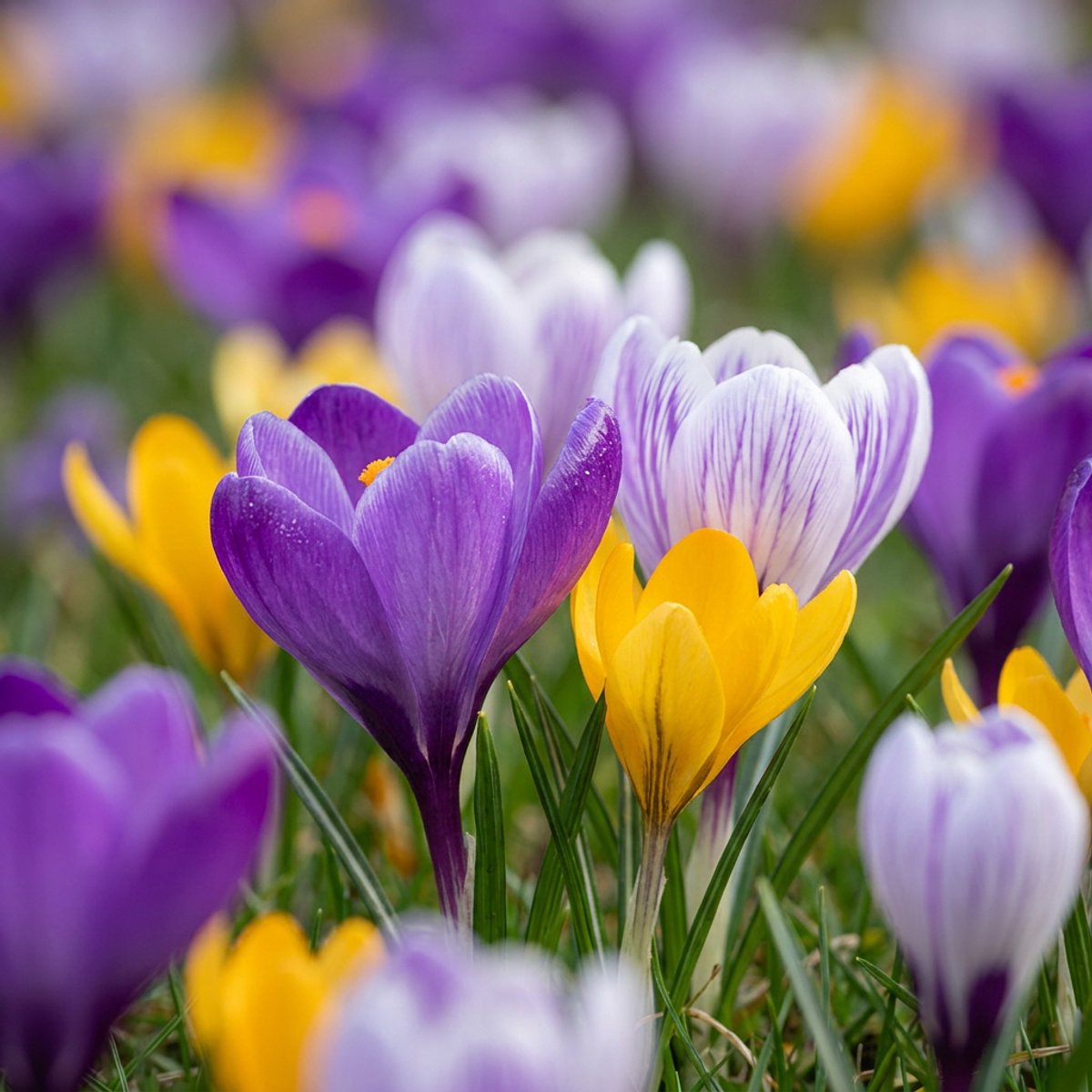 Green boutiQ - 200x Crocus Species mix - Krokus soortenmix - Diversen - Verwilderingsbol - Bolmaat 5/6