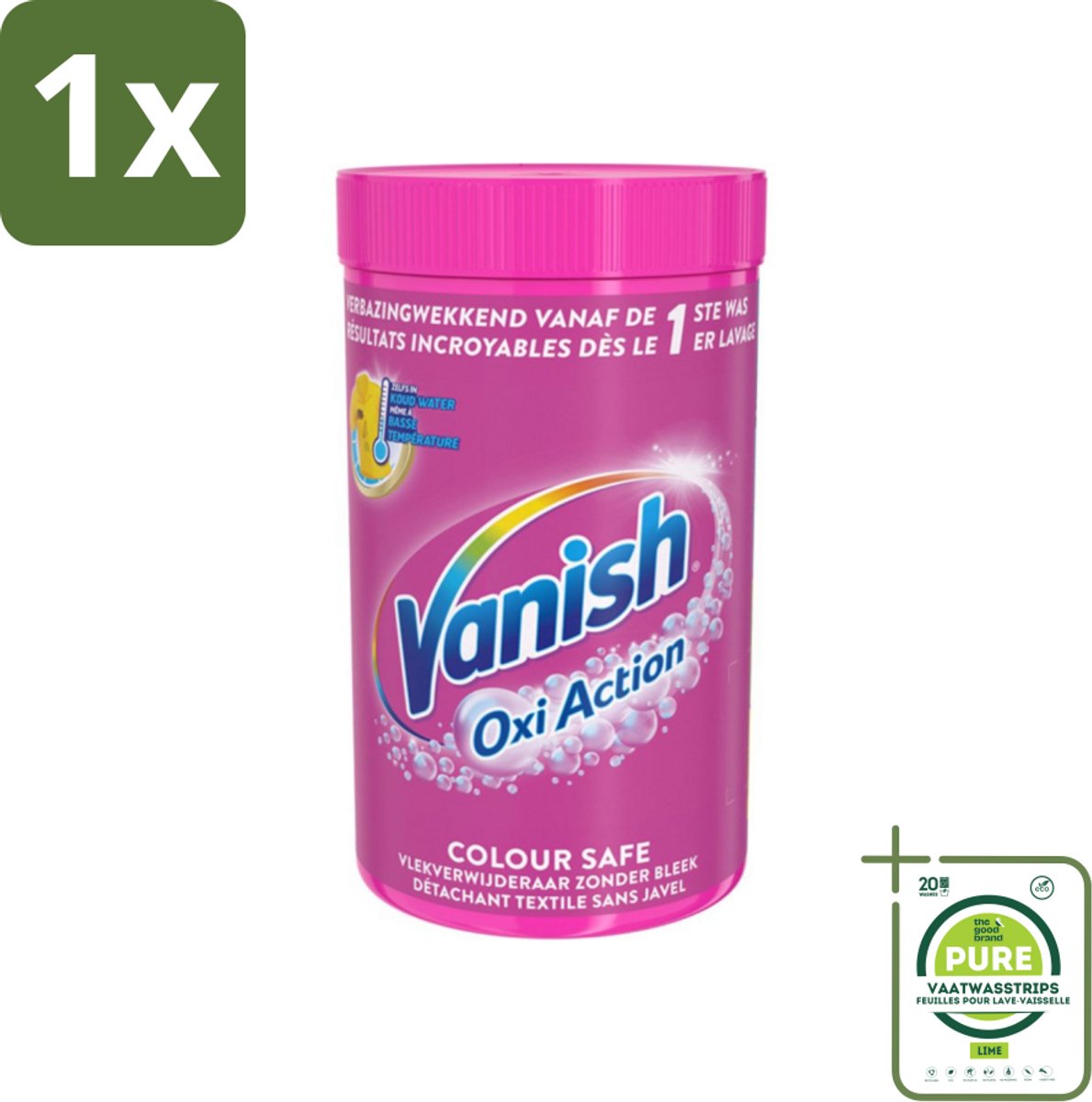 1 x Vanish Oxi Action - Veilige Kleur - Vlekkenverwijderaar Poeder - Zonder Bleek - Gekleurde Was - 1.5 Kg - Vlekkenverwijderaar - Waspoeder - Gekleurde Was - Wasmiddel - Vlekken Verwijderen