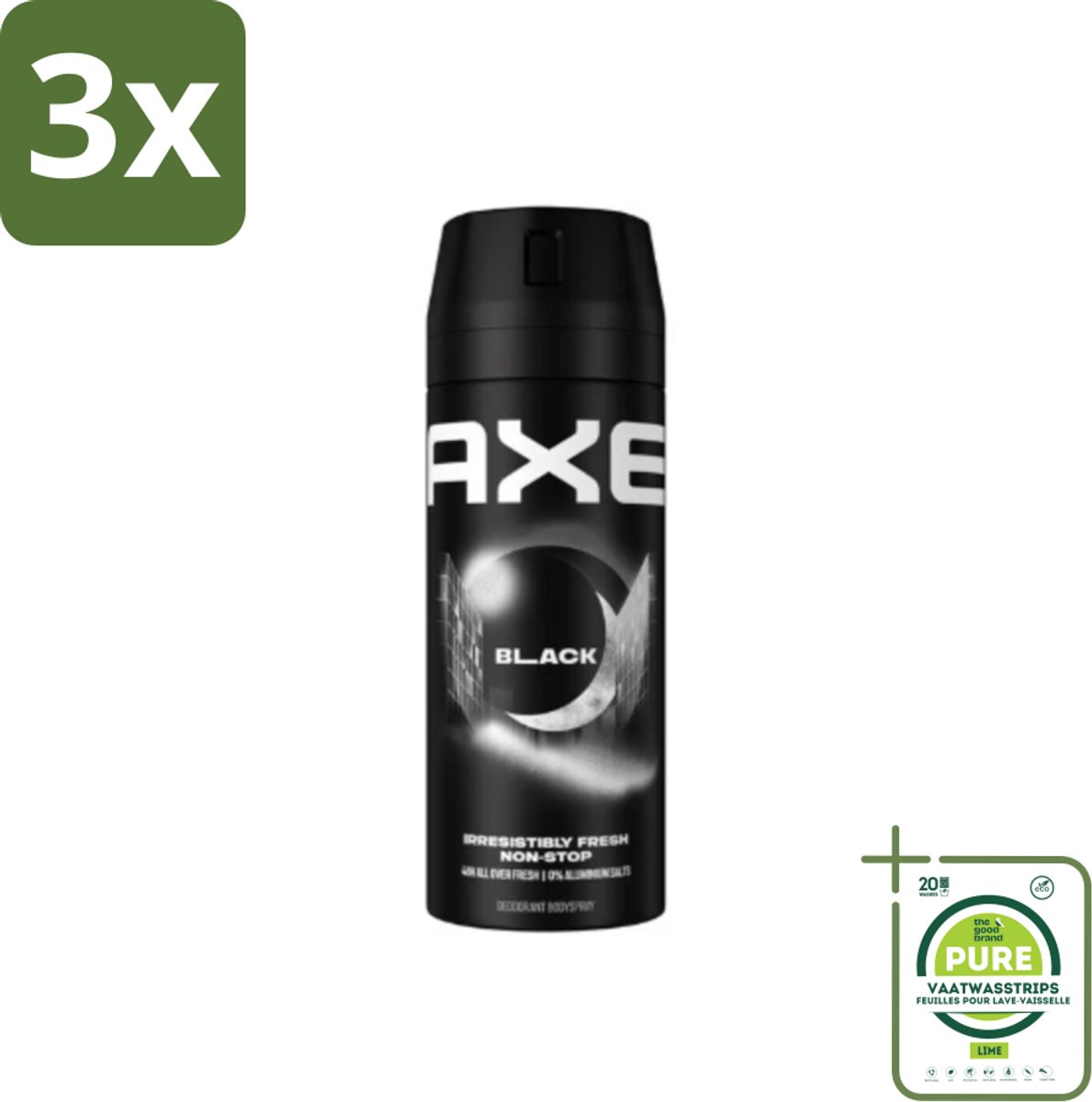 3 x Axe - Deodorant Bodyspray - 48hrs Fresh - Black - Frozen Pear & Cedarwoord - 150 ml - Grootverpakking - Axe Deodorant - Deodorant Spray - 48 Uur Bescherming - Bevroren Peer Geur - Cedarwood Geur