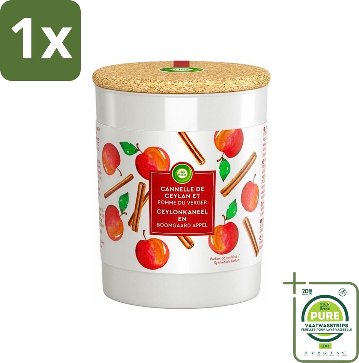 1 x Air Wick - Geurkaars - Kaneel & Boomgaard Appel - 35 Uur Brandduur - Geurkaars - Kaneel - Appel - Air Wick - Sfeer