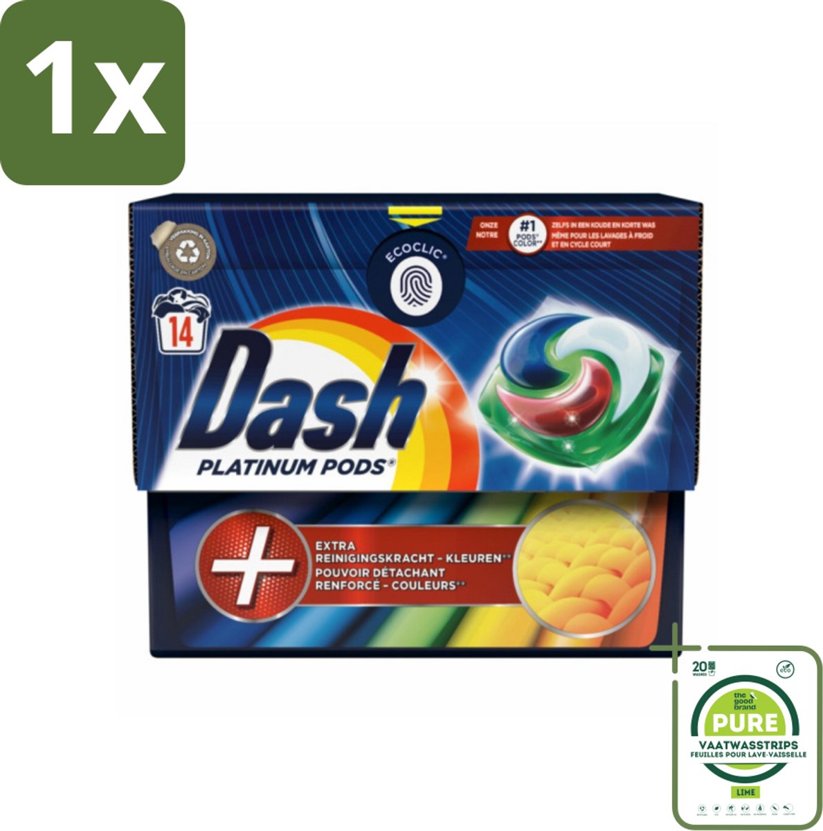 1 x Dash Platinum - Wasmiddel Capsules - Gekleurde Was - 14 Wasbeurten - Wasmiddel Capsules - Gekleurde Was - Vlekkenverwijderaar - Wascapsules - Biologisch Afbreekbaar