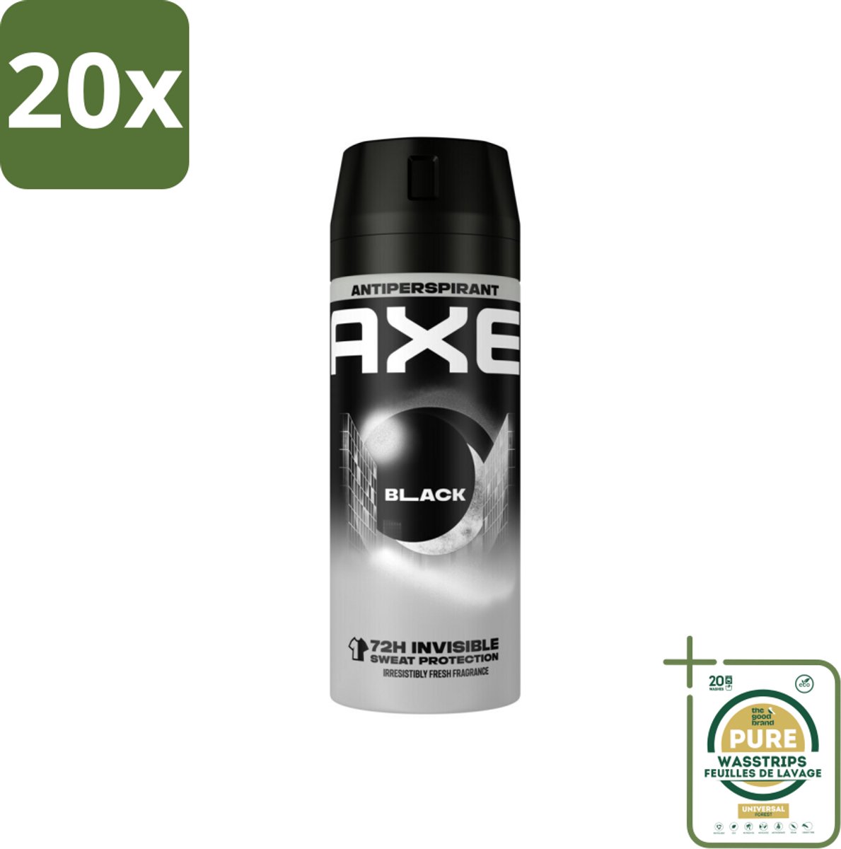 20 x Axe - Deodorant Spray - 72hrs Anti Sweat - Black - 150 ml - Grootverpakking - Anti Transpirant Spray - Zweet Bescherming - 72 Uur Bescherming - Citroen Geur - Munt Geur