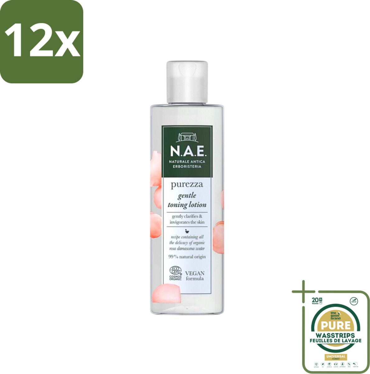 N.A.E. - Toning Lotion - Zuiverend & Hydraterend - Biologisch & Vegan - 200ml - Voordeelverpakking - 12 stuks - N.A.E. toner - Vegan toner