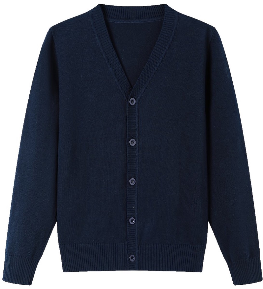 Currero Cardigan Jongens Vest Jongen Met Knopen Kinderen Warm Gebreid Vest Long Donkerblauw 10 Jaar