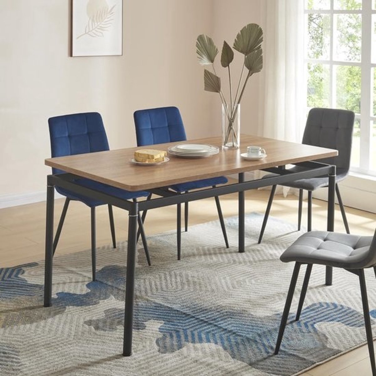 Eettafel - Eettafel Hemnes - Samen eten - Tijdloos design - 140x80x75 cm - Eikenkleurig en zwart