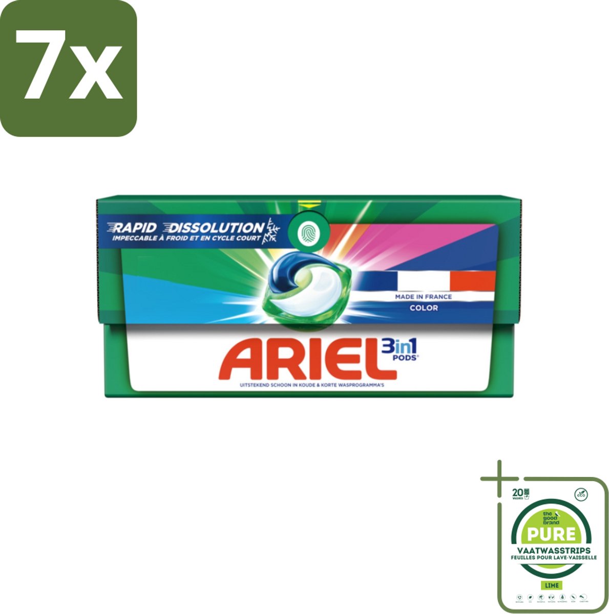 7 x Ariel Color - Wasmiddelcapsules - 3in1 Pods - Gekleurde Was - 19 Wasbeurten - Grootverpakking - Wasmiddel Capsules - Wascapsules - Ariel - Gekleurde Was - Vlekken Verwijderen