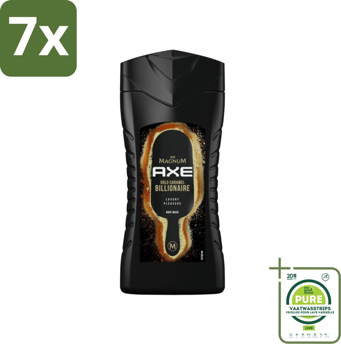 7 x Axe X Magnum - Douchegel - Gold Caramel Billionaire - 250 ml - Grootverpakking - Douchegel - Axe - Gold Caramel Billionaire - Mannen - Geur