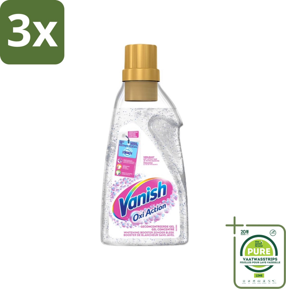 3 x Vanish Oxi Action - Vlekkenverwijderaar Gel - Witte Was - 1.5 L - Grootverpakking - Vlekkenverwijderaar - Witwas - Wasverzachter - Wasmiddel - Vlekken