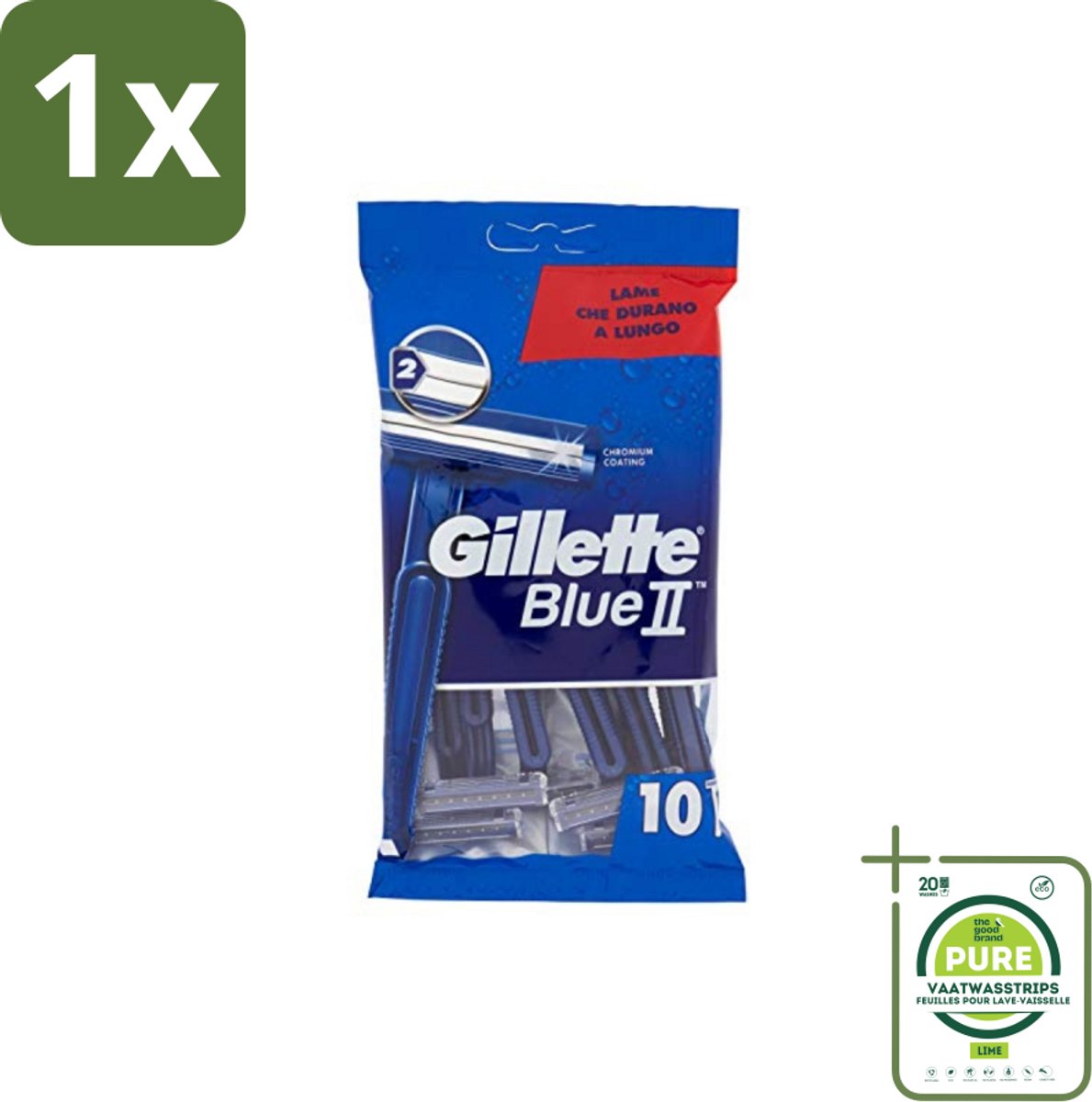 1 x Gillette Blue II - Wegwerpscheermesje - 10 Scheermesjes - Wegwerpscheermesjes - Scheermesjes - Gillette Blue II - Scheermes - Scheerbeurt