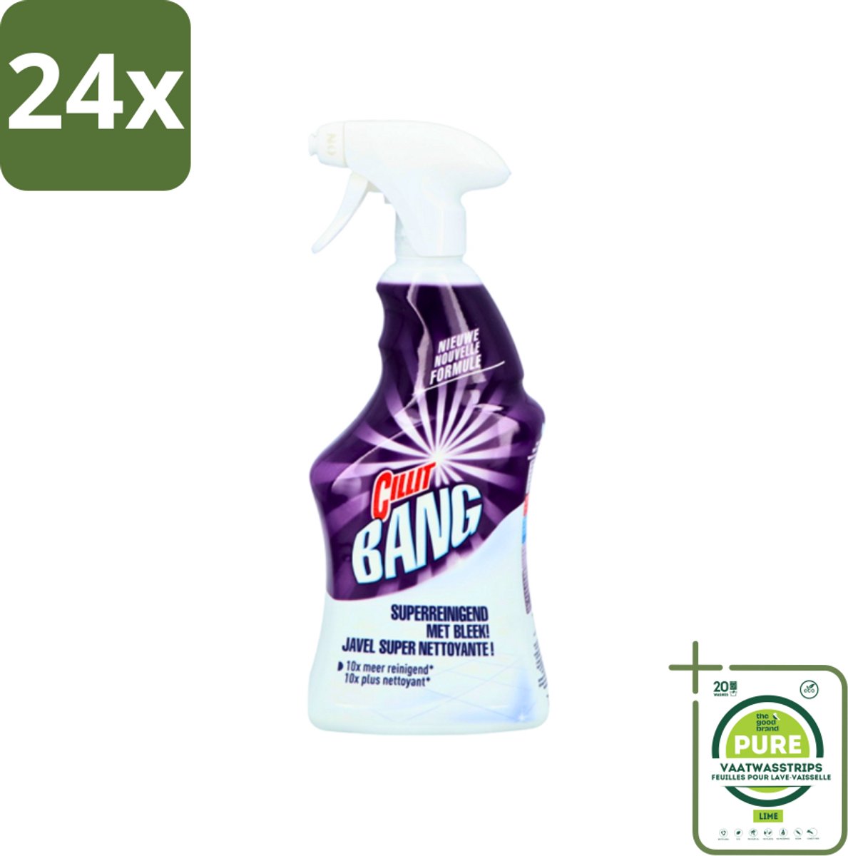Cillit Bang - Power Cleaner - Bleek & Hygiëne - Schoonmaakspray - Voor Vlekken en Aanslag - 750 ml - Voordeelverpakking - 24 stuks - Schoonmaakspray - Vlekkenverwijderaar