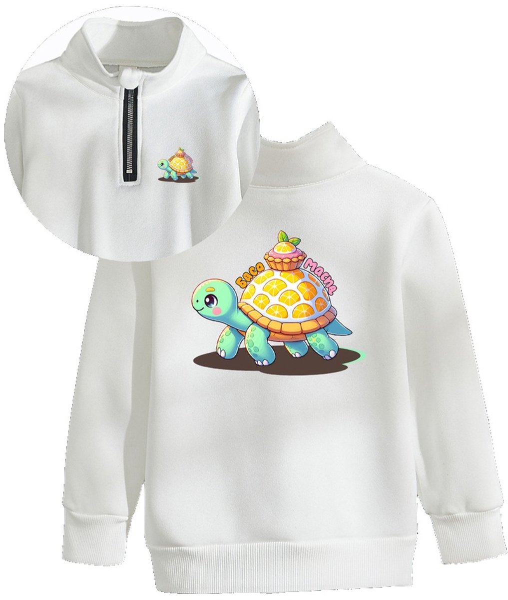Currero Quarter Zip Jongens Sweater Met Rits Jumper Quarterzip Hoodie Jongen Warme Trui Vest Lang Coltrui 5 Jaar Wit
