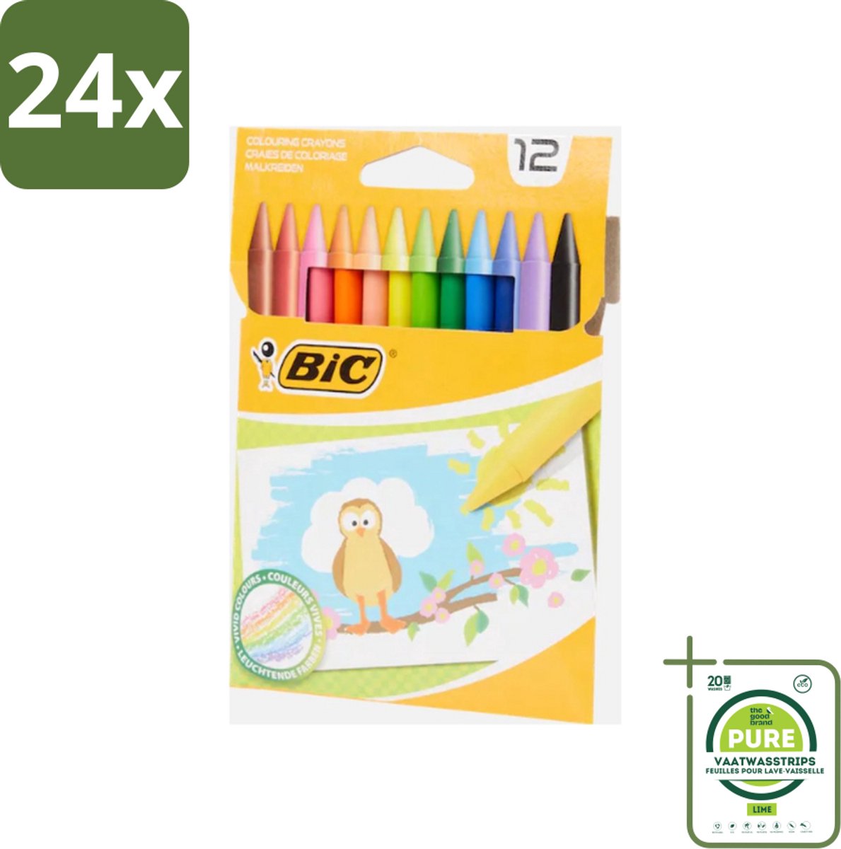BIC - Waskrijt - Diverse Kleuren - 12 Krijtjes - Voordeelverpakking - 24 stuks - Kleurpotloden - Waskrijt