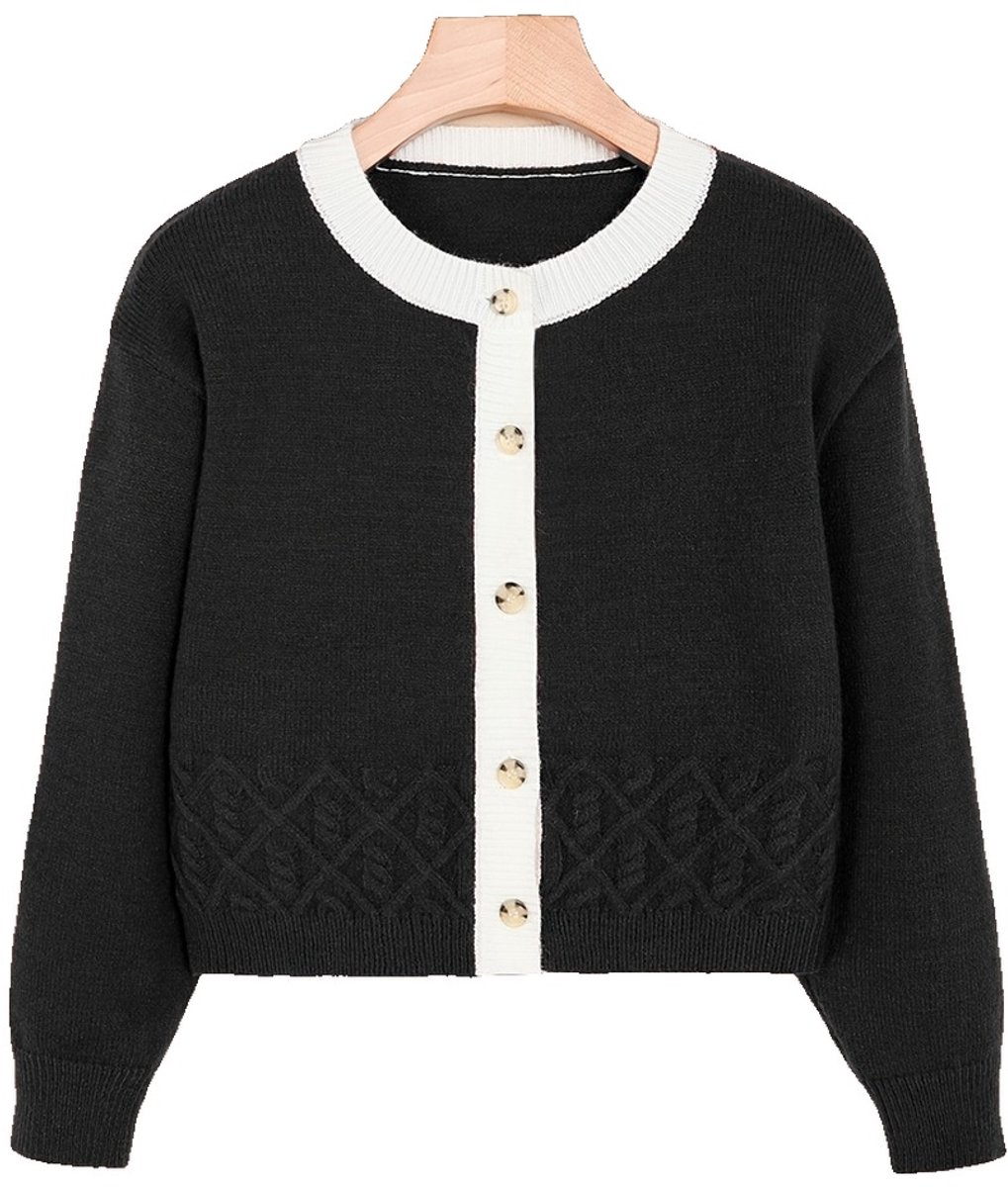 Currero Cardigan Meisjes Vest Meisje Met Knopen Kinderen Warm Gebreid Vest Long 8 Jaar Zwart