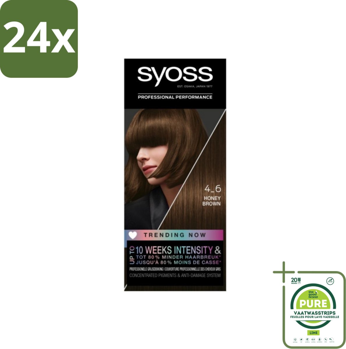 Syoss - Haarverf - 4-6 Honey Brown - 1 Haarkleuring - Voordeelverpakking - 24 stuks - Haarverf - Permanente haarkleuring
