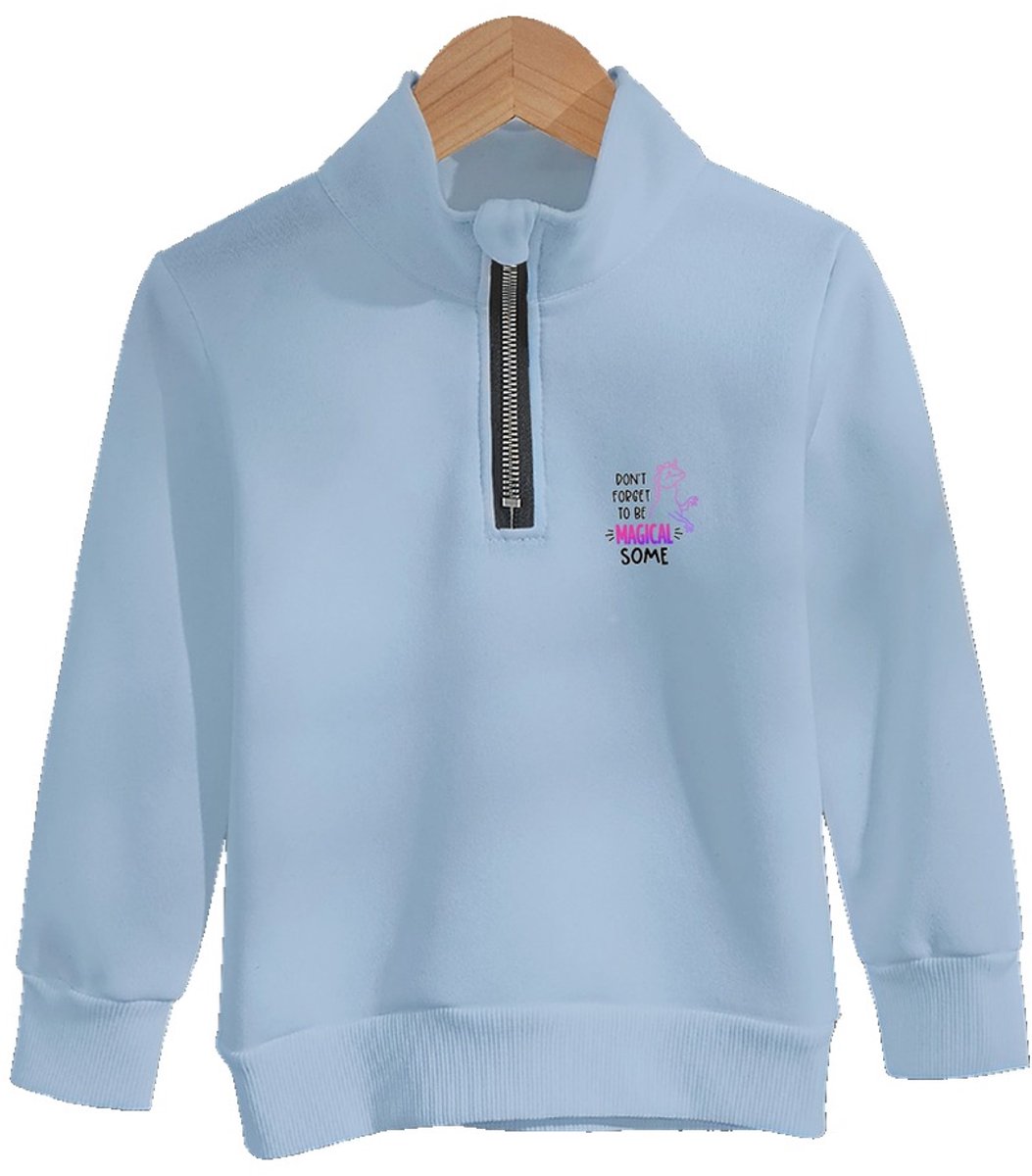 Currero Quarter Zip Meisjes Sweater Met Rits Jumper Quarterzip Hoodie Meisje Warme Trui Vest Lang Coltrui Lichtblauw 6 Jaar